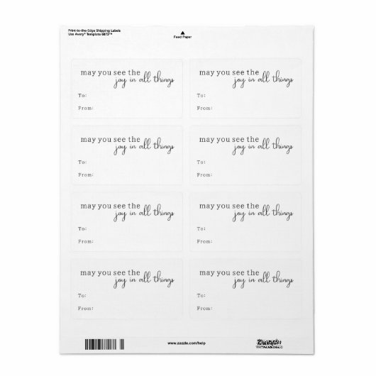 Bohoモダン Joy In All Things Rectangular Gift ラベル (フルシート)