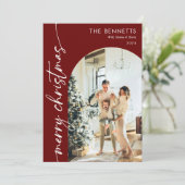 Bohoモダン Red Yearレビューのクリスマスフォト シーズンカード (スタンド正面)