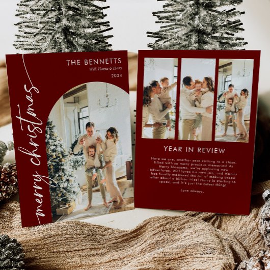 Bohoモダン Red Yearレビューのクリスマスフォト シーズンカード