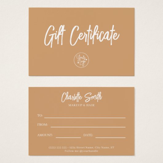 Bohoモダン Small Business Gift Certificate (正面&裏面)