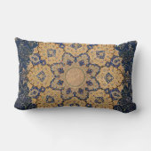 BOHOモロッコブルー金ゴールドアラベスクヴィンテージエフェメラ ランバークッション (裏面)