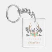 BOHOヤードセール鹿〔雄ジカの〕枝角カスタムキーチェーン キーホルダー (正面左)