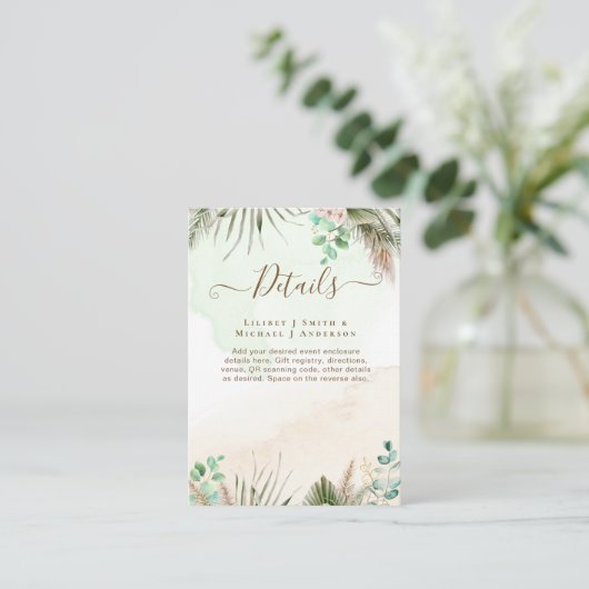 BOHOユーカリプアスグラスグリーナリー結婚ズ エンクロージャーカード