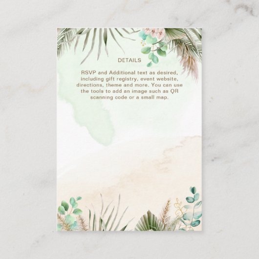 BOHOユーカリプアスグラスグリーナリー結婚ズ エンクロージャーカード (裏面)