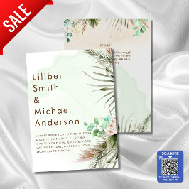 BOHOユーカリプアスグラスグリーナリー結婚ズ 招待状