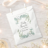 BOHOユーカリ緑の水の色ベビーシャワー フェイバーバッグ (クリップ留めされた状態)