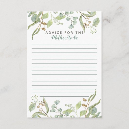 BOHOユーカリ葉の葉の水色の緑 アドバイスカード (正面)