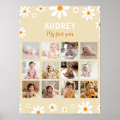 Bohoライトデイジー誕生日フォトマイルストーンポスター ポスター (正面)
