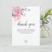 Bohoライトピンク花赤ちゃんシャワー サンキューカード (スタンド正面)