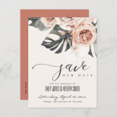 BOHOラストモンステラ水カラーフローラ日救付 案内ポストカード (正面/裏面)