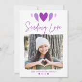 Bohoラブパープル写真バレンタインデー シーズンカード (正面)