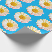 Bohoラージデイジー模様オン青ラッピング紙 ラッピングペーパー (角)