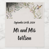 BOHOリングや輪の花と枝ワインラベル ワインラベル (シングルラベル)