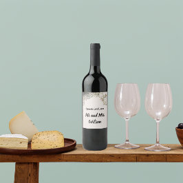 BOHOリングや輪の花と枝ワインラベル ワインラベル