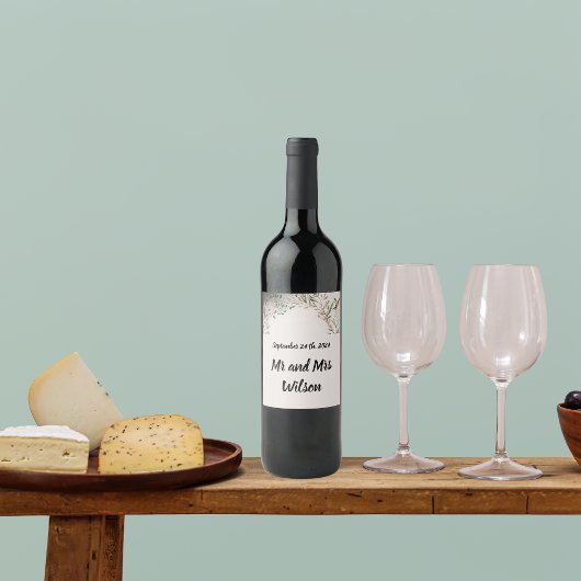 BOHOリングや輪の花と枝ワインラベル ワインラベル