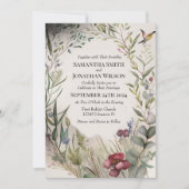 BOHOリングや輪の花と枝結婚の 招待状 (正面)