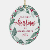 Bohoリース祖父母初めてのクリスマス写真 セラミックオーナメント (右)