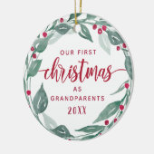 Bohoリース祖父母初めてのクリスマス写真 セラミックオーナメント (左)