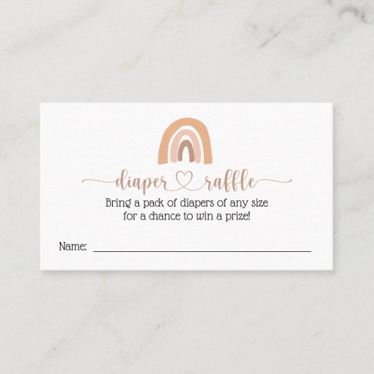 Bohoレインボーおむつラッフルベビーシャワーカード 名刺 (正面)