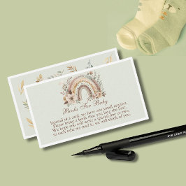 Bohoレインボーとフラワーブックベビーカード エンクロージャーカード