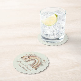 Bohoレインボーと花ベイビーシャワー ペーパーコースター