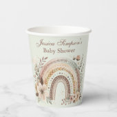 Bohoレインボーと花ベイビーシャワー 紙コップ (裏面)