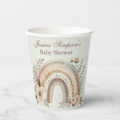 Bohoレインボーと花ベイビーシャワー 紙コップ (正面)