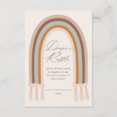 Bohoレインボーアースートーンベビーシャワーおむつラッフル エンクロージャーカード (正面)