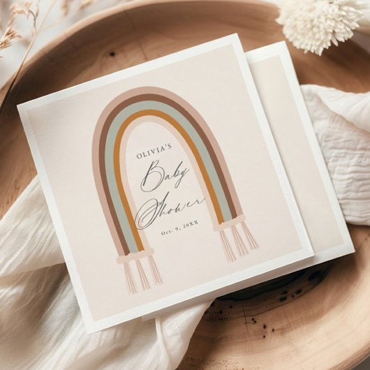 Bohoレインボーアース音色ベビーシャワー スタンダードランチョンナプキン