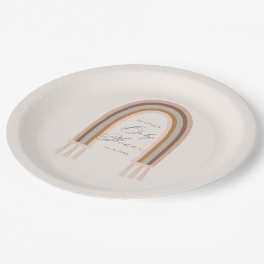 Bohoレインボーアース音色ベビーシャワー ペーパープレート (アングル)