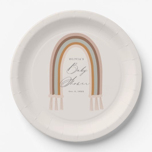 Bohoレインボーアース音色ベビーシャワー ペーパープレート (正面)