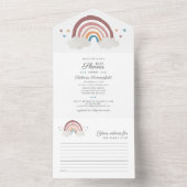 Bohoレインボーウォーターカラースクリプトシック赤ちゃんシャワー オールインワン招待状 (内側)