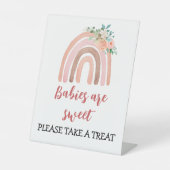 Bohoレインボーガールベビーシャワー好意サイン 台座サイン (正面)