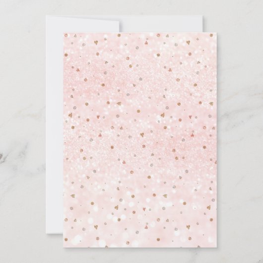 BOHOレインボーグリッターピンク金ゴールドガールベビーシャワーin 招待状 (裏面)