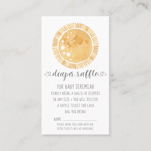 BOHOレインボーサンシャモダンインベビーオムツラッフル 名刺 (正面)