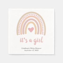 Bohoレインボーピンクハートかわいい女の子ベビーシャワー スタンダードカクテルナプキン