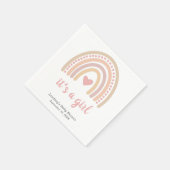 Bohoレインボーピンクハートかわいい女の子ベビーシャワー スタンダードカクテルナプキン (角)