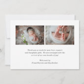 Bohoレインボーピンクハートフォトベビーガールかわいい誕生 案内状 (裏面)