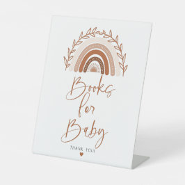 Bohoレインボーブックベビーサイン自然トーン 台座サイン