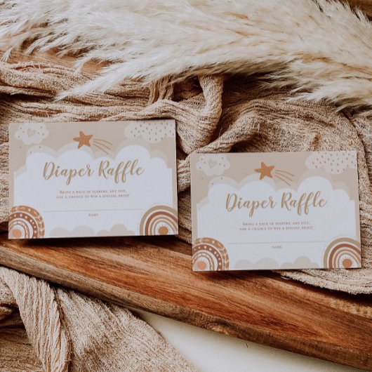 Bohoレインボーベビーシャワーおむつラッフルカード ノートカード