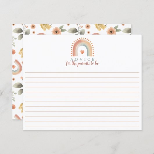 Bohoレインボーベビーシャワーアドバイスカード – 水彩 (正面/裏面)