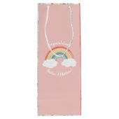 Bohoレインボーベビーシャワーピンク ワインギフトバッグ (裏面)