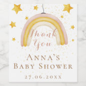 Bohoレインボーベビーシャワー金ゴールドスターダスト ワインラベル (シングルラベル)