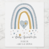 BOHOレインボーモダンほこりっぽいブルーボーイシャワー ワインラベル (シングルラベル)