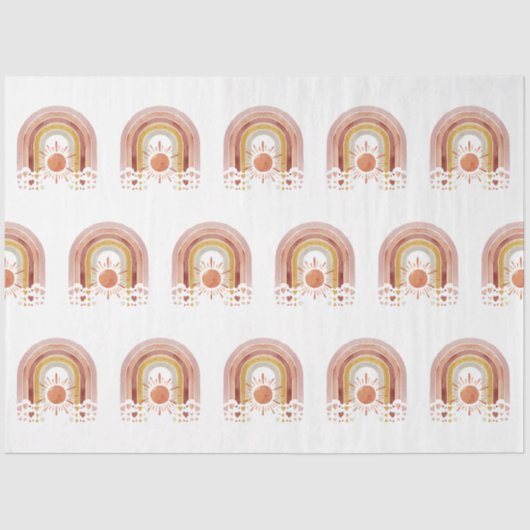 BOHOレインボーモダンサンハートダスティピンクマスタード 薄葉紙 (正面)