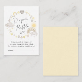 Bohoレインボー水色おむつラッフルベビーシャワー エンクロージャーカード