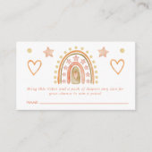 Bohoレインボー水色ベビーシャワーおむつラッフル エンクロージャーカード (正面)