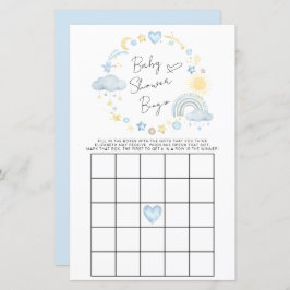 Bohoレインボー水色ベビーシャワービンゴゲーム