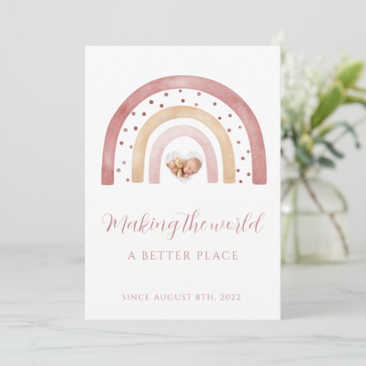 Bohoレインボー生まれたばかりのアナウンスカード 招待状 (スタンド正面)