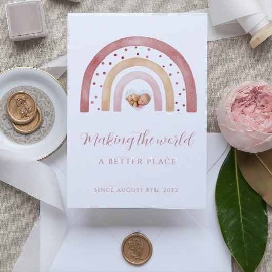 Bohoレインボー生まれたばかりのアナウンスカード 招待状